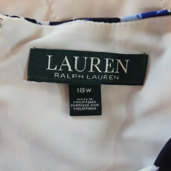 Lauren Ralph Lauren Floral Dress Waist Knot Stretch Jersey Knee Length sz 18W - Picture 3 of 10